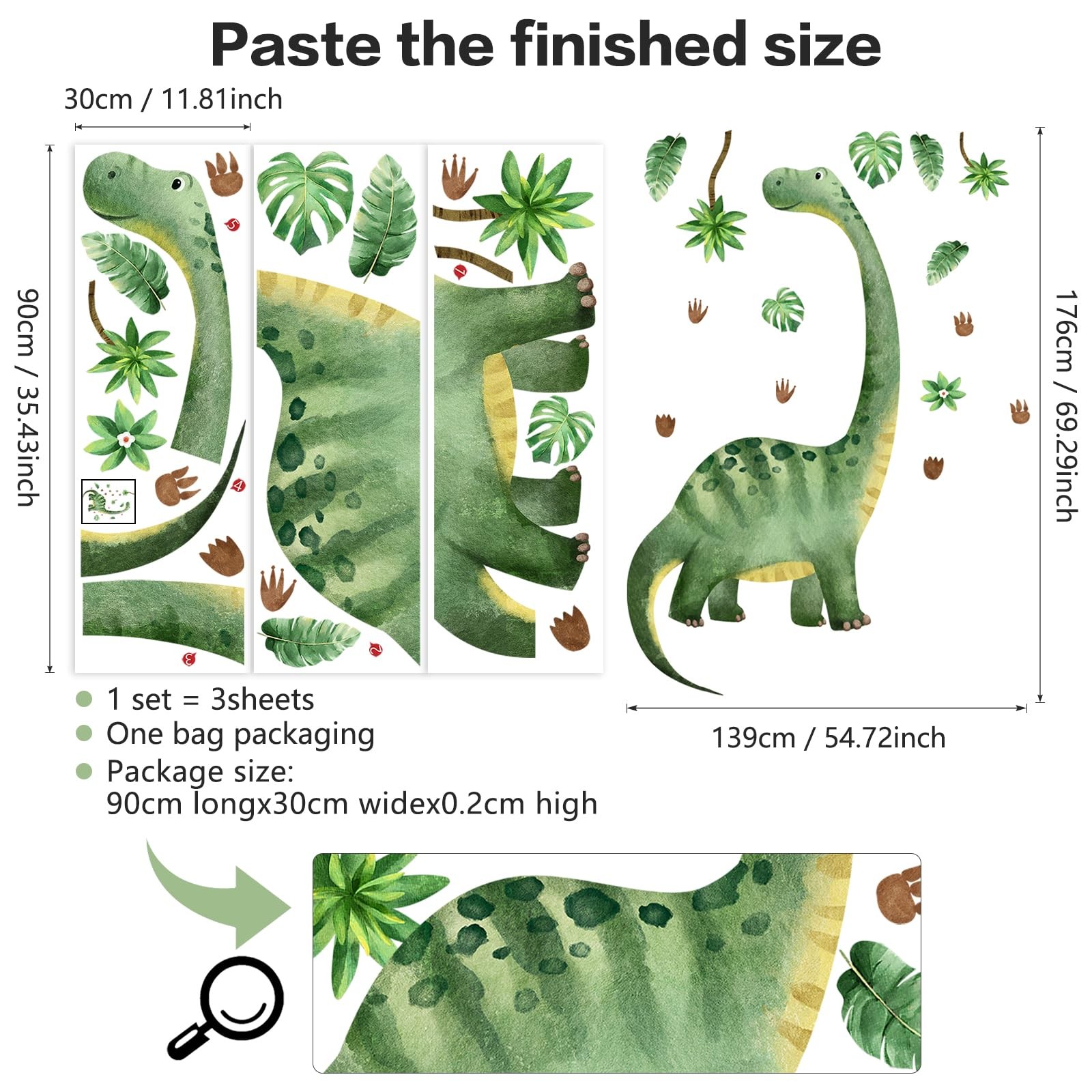 Large Dinosaur Wall Decals for Boys Room – Sunoyar Removable Kids Dino Wall Deco