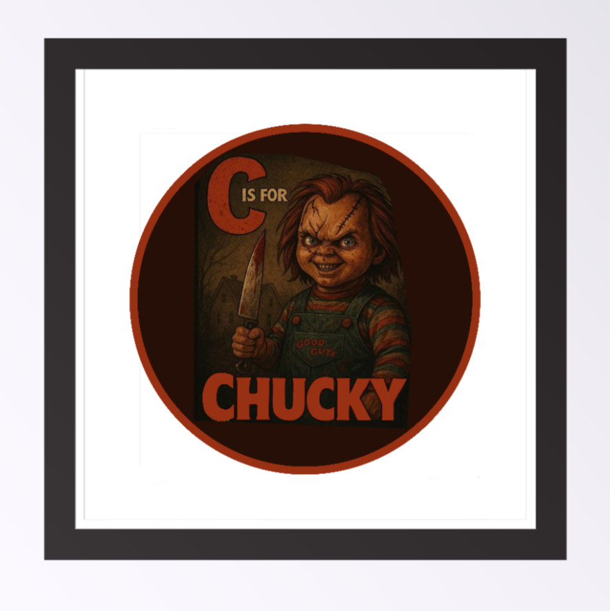 Halloween – "C" For Chucky – 4" Decal Vehicle Cooler Laptop Decor Frame Bucket