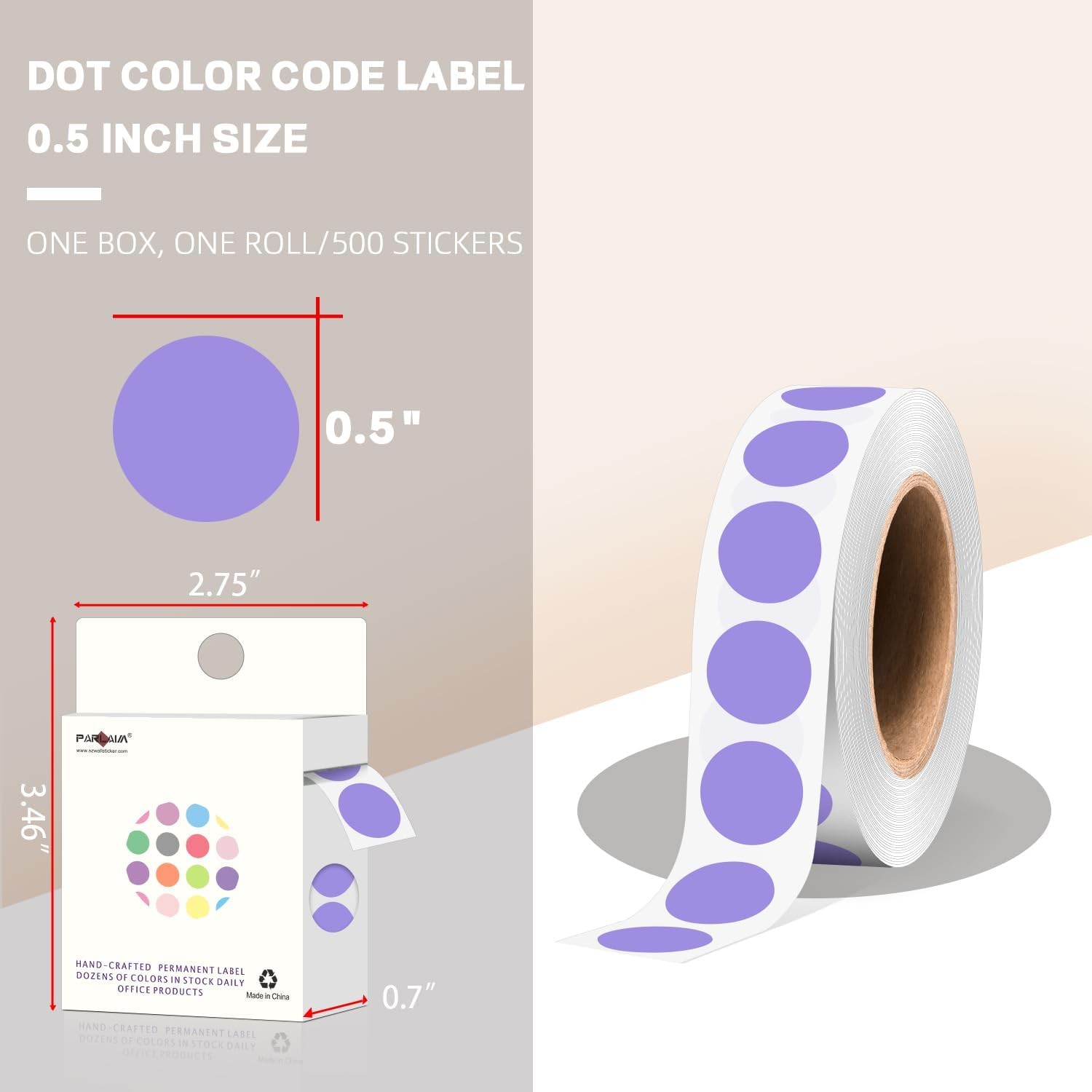 1/2 Inch Round Adhesive Color-Code Dot Stickers,500 Stickers Inventory Dots