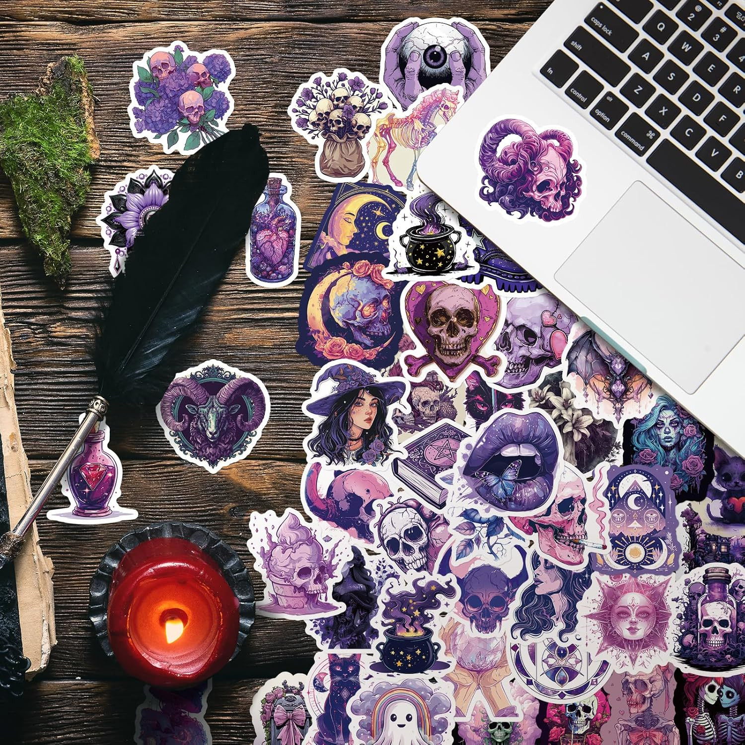 Gothic Stickers Pack – 100Pcs Waterproof Decals for Water Bottles, Skateboard