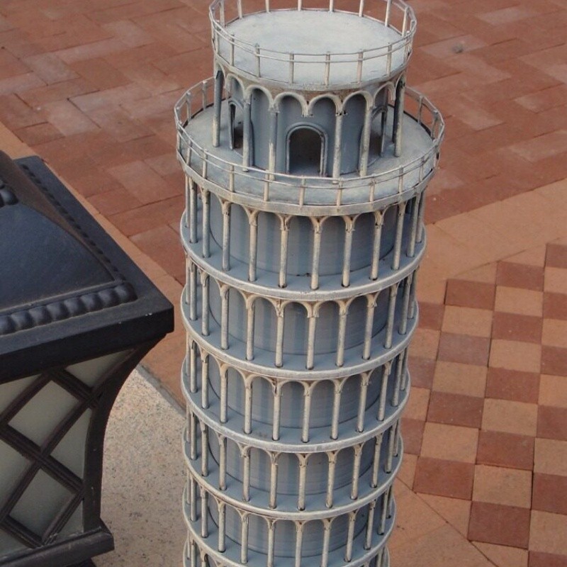 Vintage Iron Art Leaning Tower of Pisa Model Tabletop Decor Ornament Gift