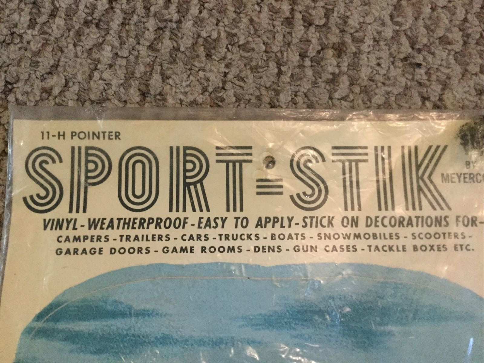Vtg Sport Stik Meyercord Vinyl Weatherproof Decoration 11-H Pointer Hunting Dog