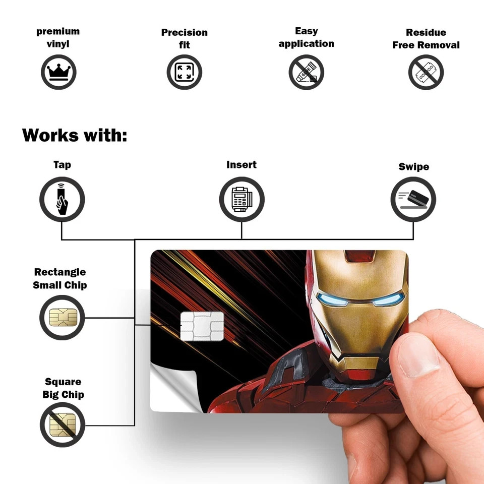 Iron Man Credit Card Skin Marvel Superhero Debit Card Vinyl Sticker