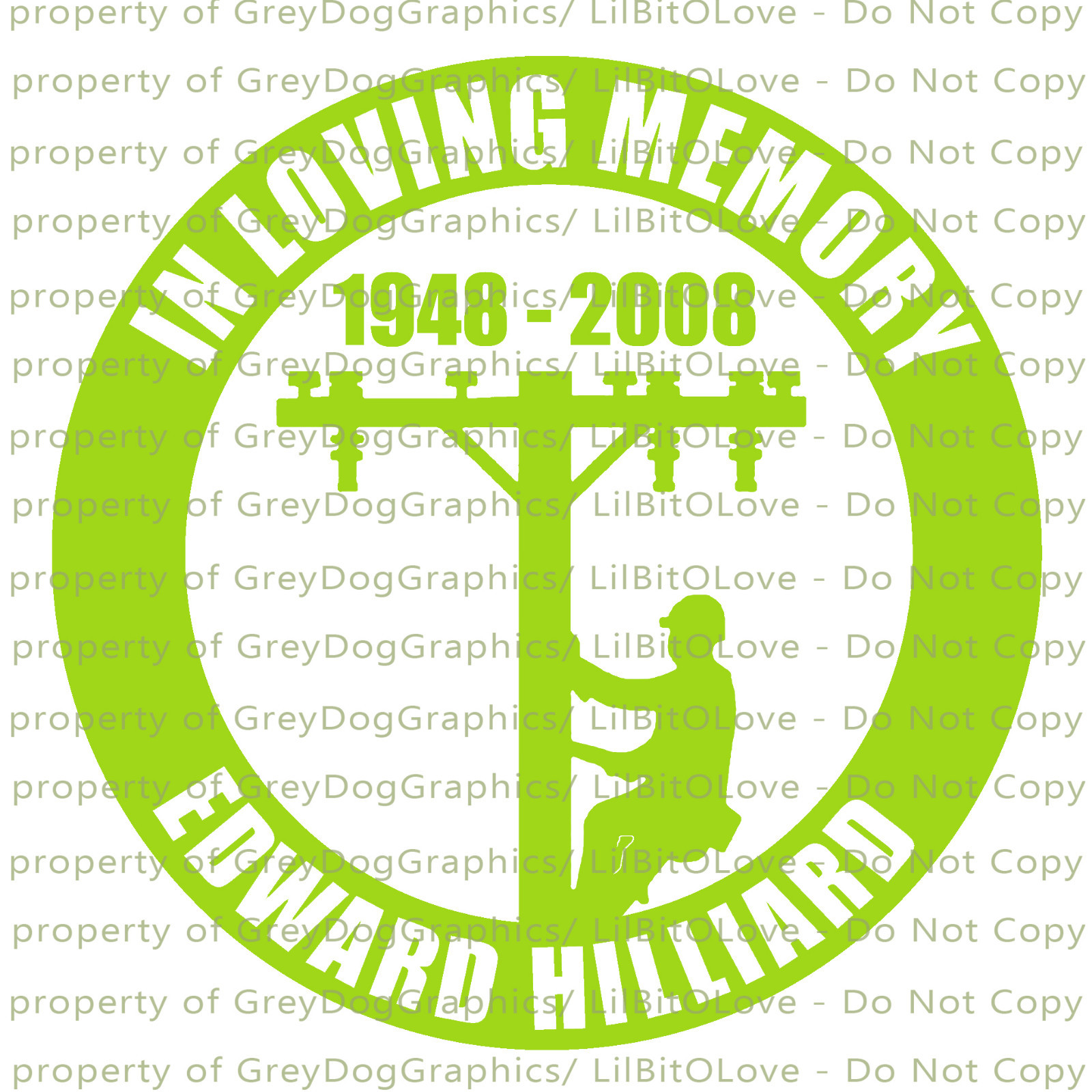 PERSONALIZED IN LOVING MEMORY VINYL DECAL LINEMAN ELECTRICAL POWER LINES STICKER