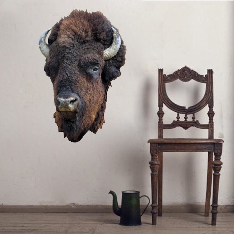 Bison Head Wall Decal Mural Hunting Wild Animals Removable Buffalo Vinyl, a16