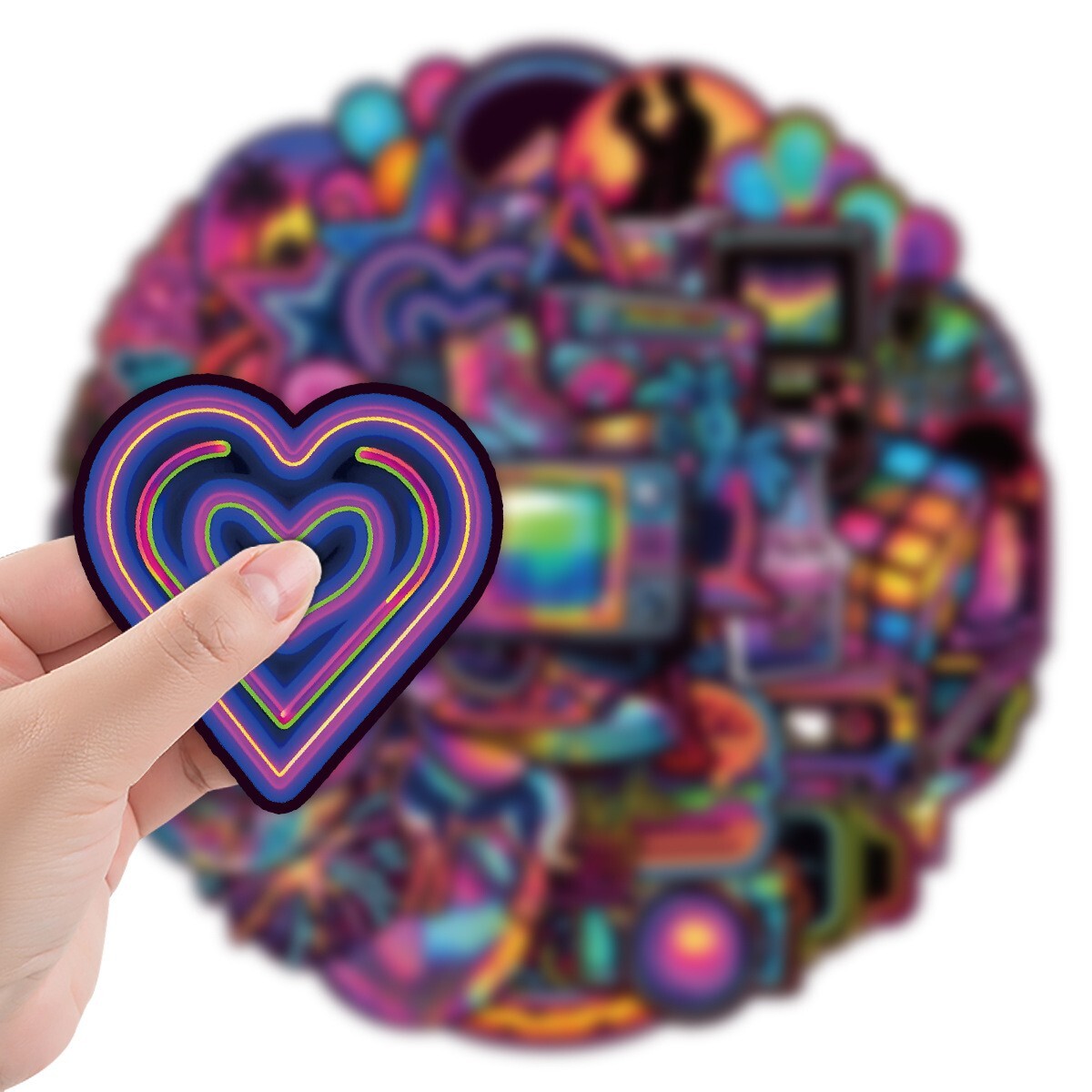 50 Pcs Stickers Variety Neon Style Skateboard Luggage Phone Car Helmet Decal