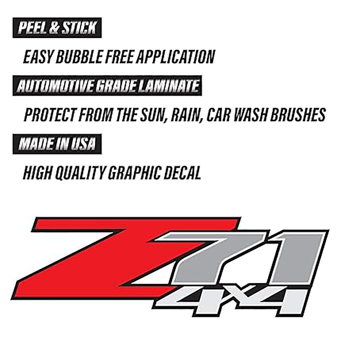 QTH Z71 4×4 (Set of 2 Decals) – F – 1500 2500 HD Stickers (Z71 4×4 Original)