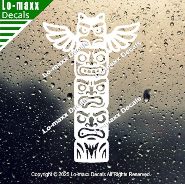 Totem Pole Tower Die Cut Sticker for Lockers, Laptops Lab Doors SUV Boats