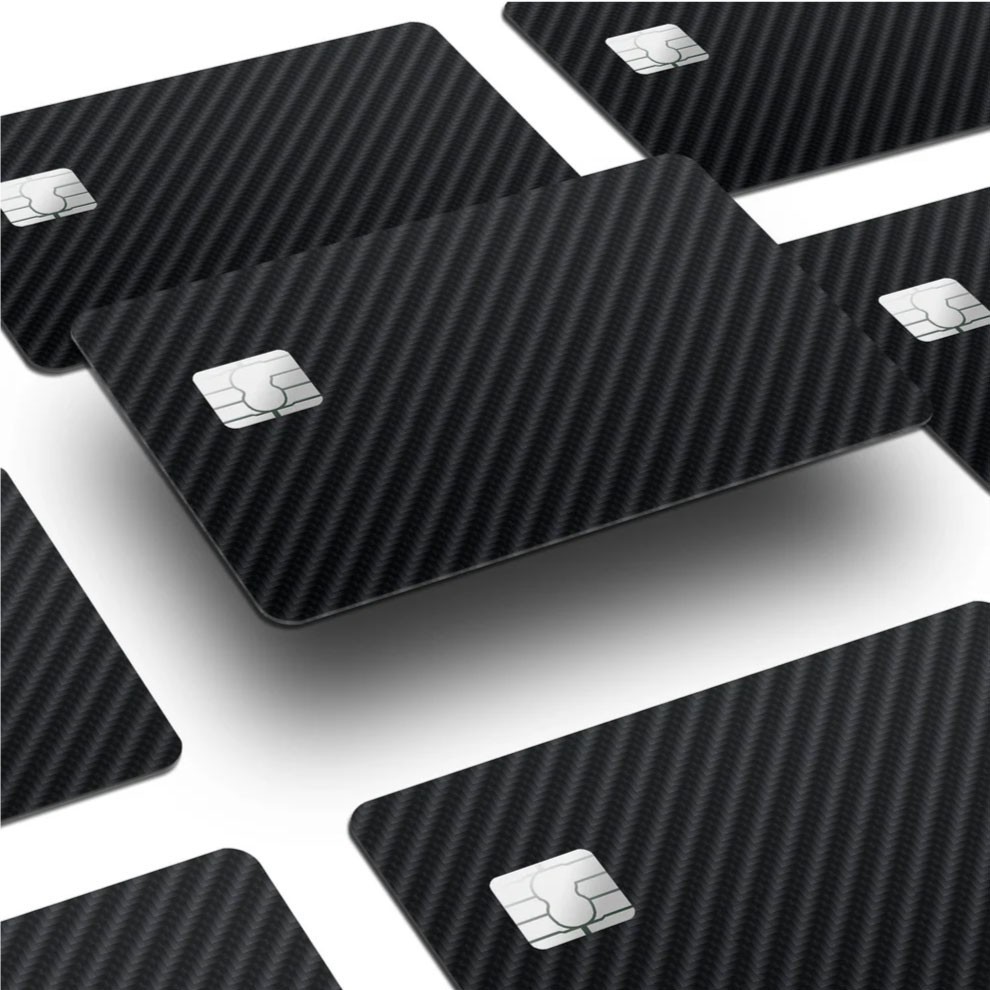 4 Pack Carbon Fibre Credit Card Skin Decal Set Tech Automotive Racing 4X Cover