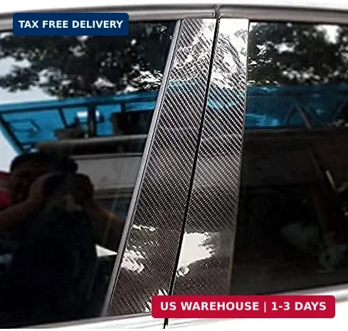 6PCS Car Window B C Pillars Stickers Decal Carbon Fiber Trim Compatible with BMW