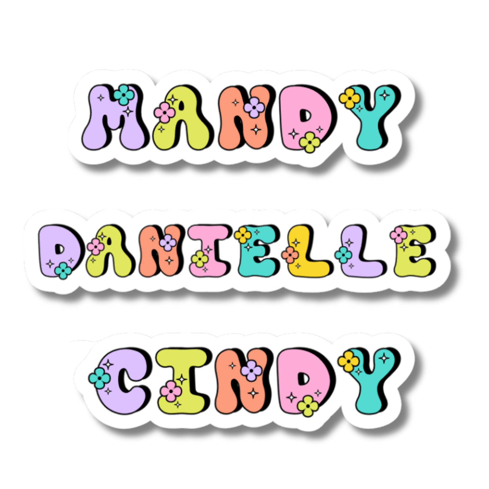 Custom Groovy Retro Name Sticker Personalized Vinyl Decal 70s Style