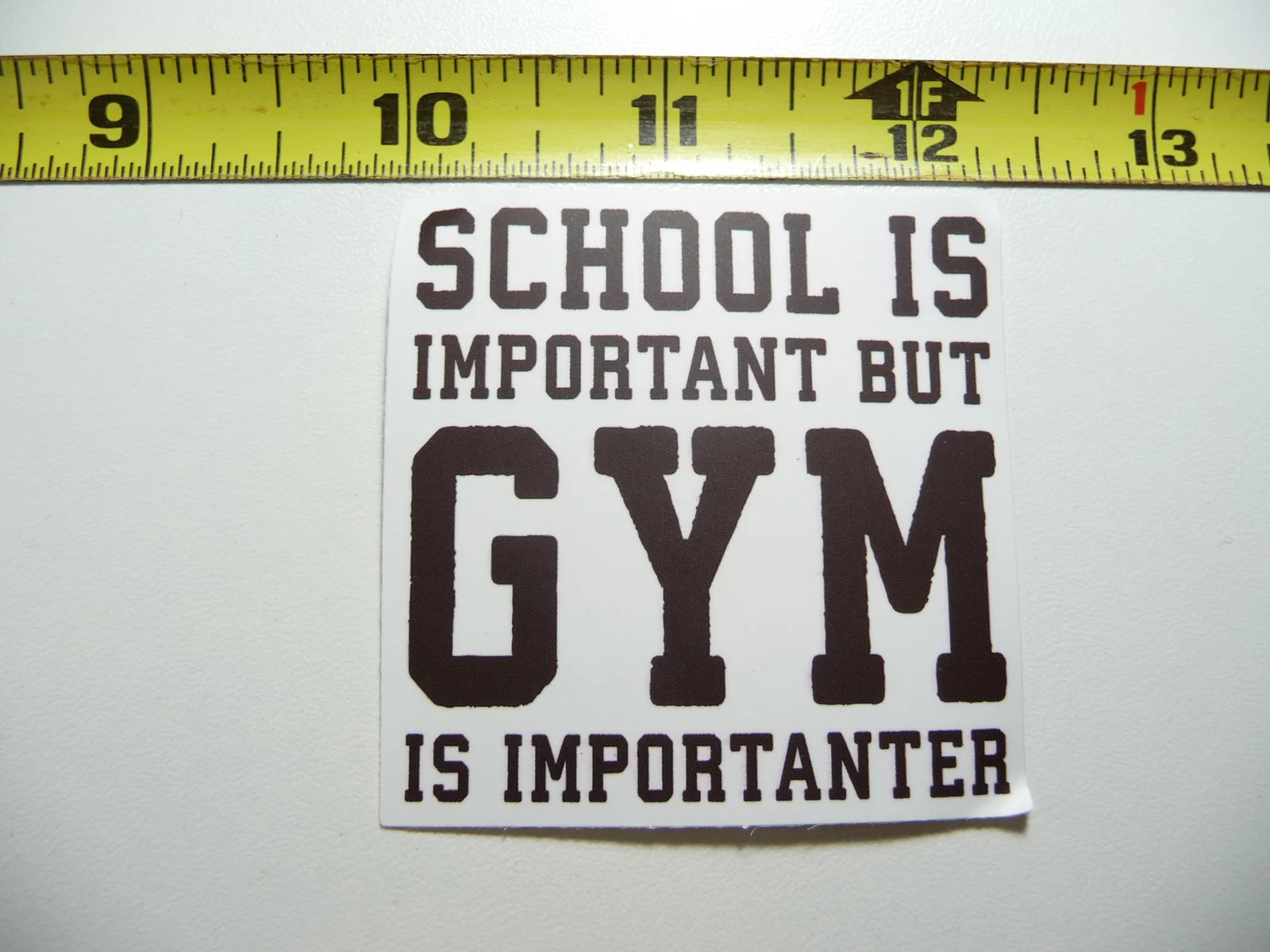SCHOOL IMPORTANT GYM IS IMPORTANTER SMALL STICKER DECAL GYM WEIGHTLIFTING