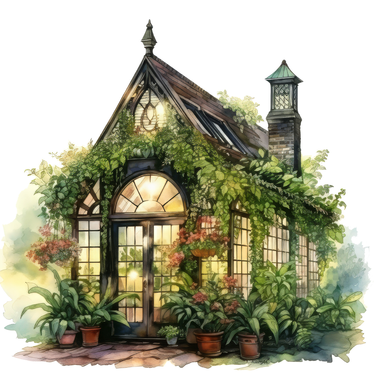 Wall decal sticker enchanted greenhouse wall sticker 18 x 18 cm large