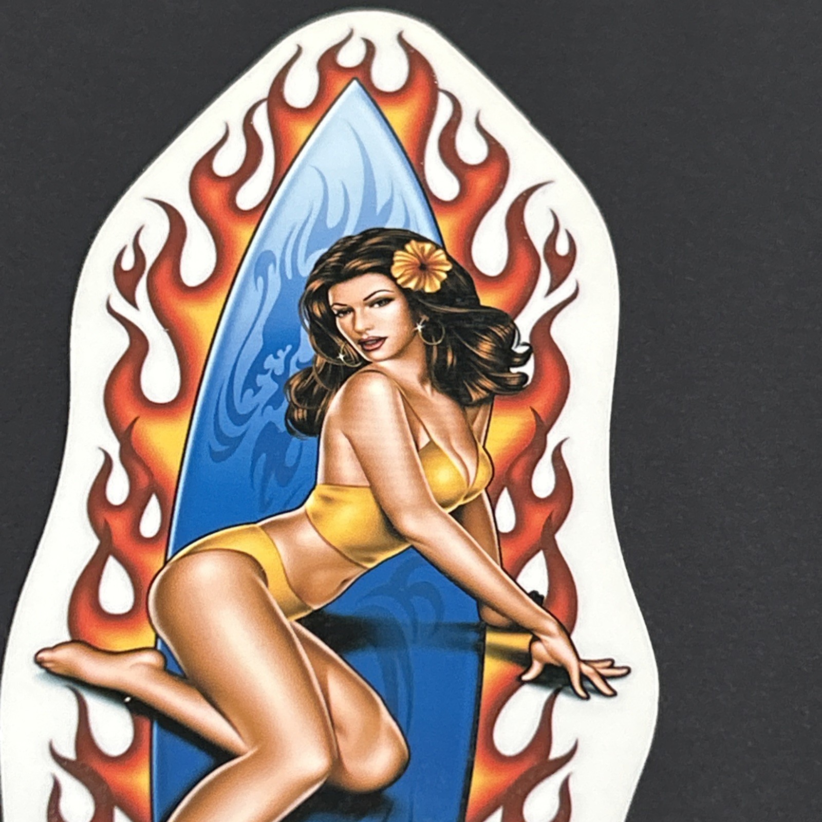 3 Yujean Lady Luck Horseshoe Pinup, Man’s Ruin, Surfer Bikini Girl Sticker New