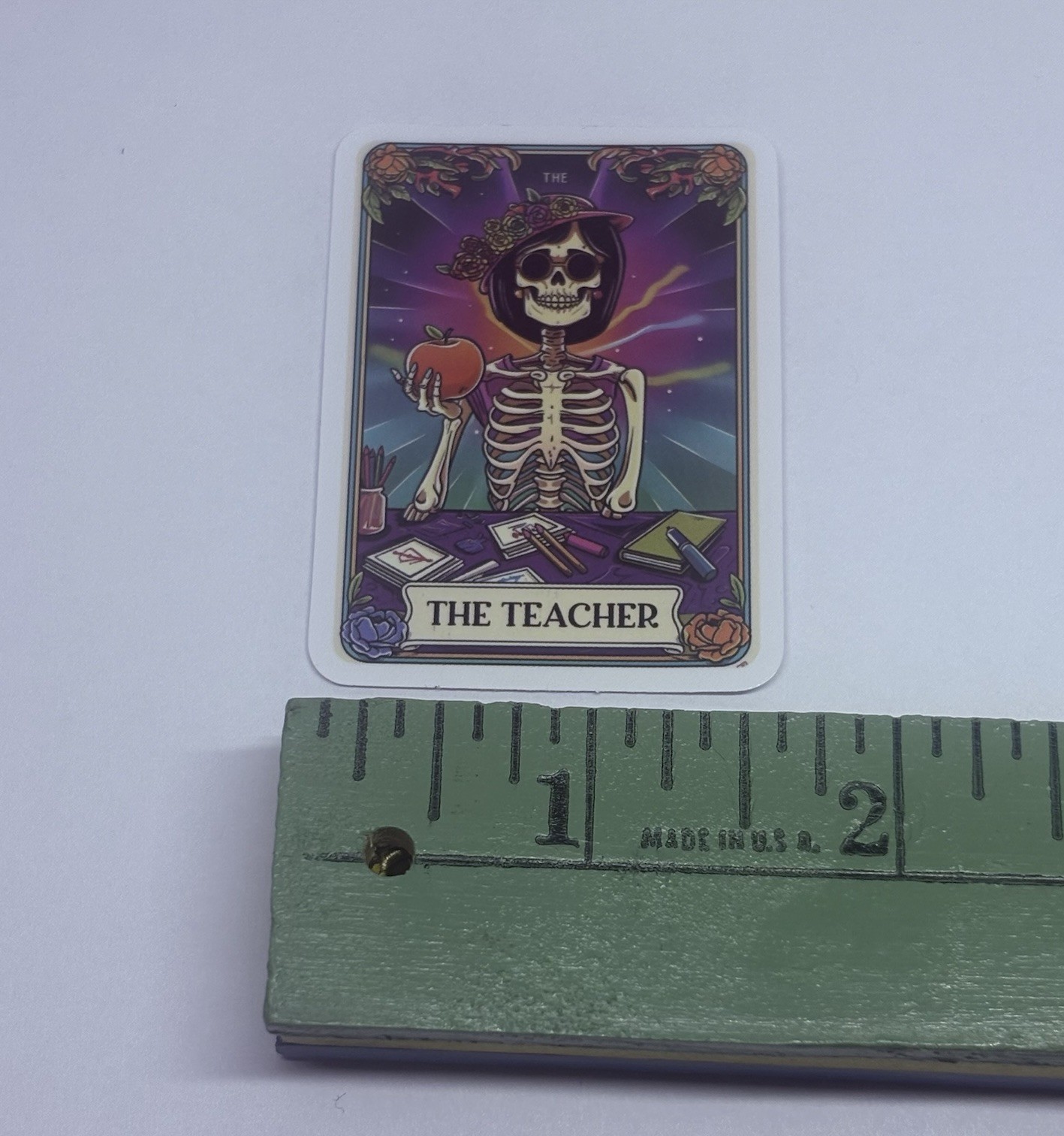 Skeleton Tarot Sticker Decal “The Teacher” Humor Gothic Art Vinyl Journal Tc9