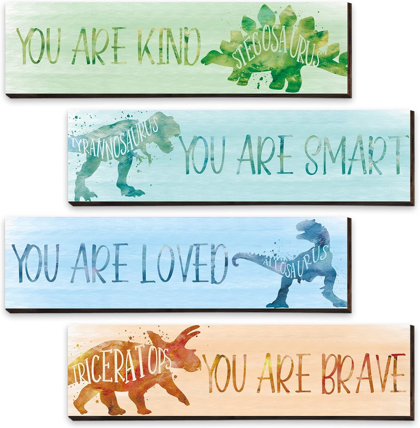4 Pcs Dinosaur Room Decor for Boys, Inspirational Posters Wall Plaque for Kid…