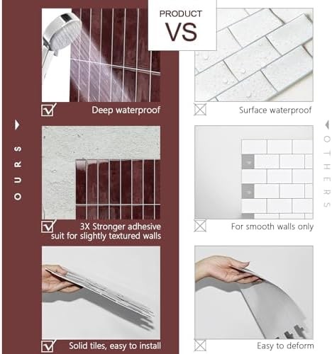 STICKGOO 10-Sheet Peel and Stick Backsplash Tile, Self Adhesive Vinyl Wall Ti…
