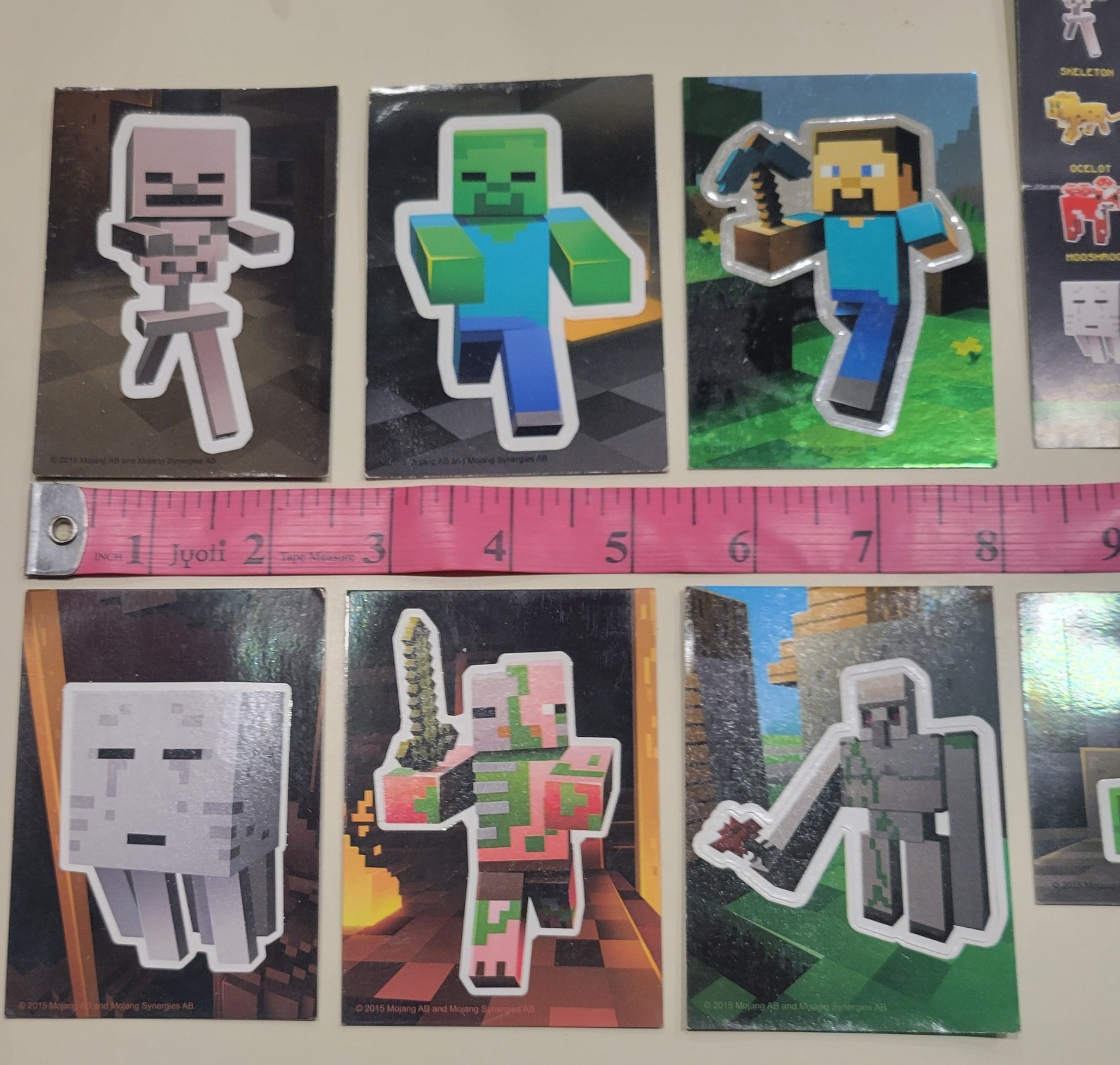 Minecraft Collectible Trading Card Stickers pack 7 Sticker Cards