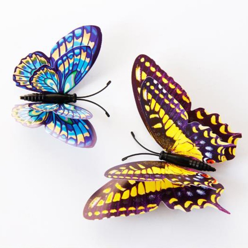 12Pcs – 3D/Luminous Butterfly Wall Stickers Double Layer Decals Home Art/ Decor