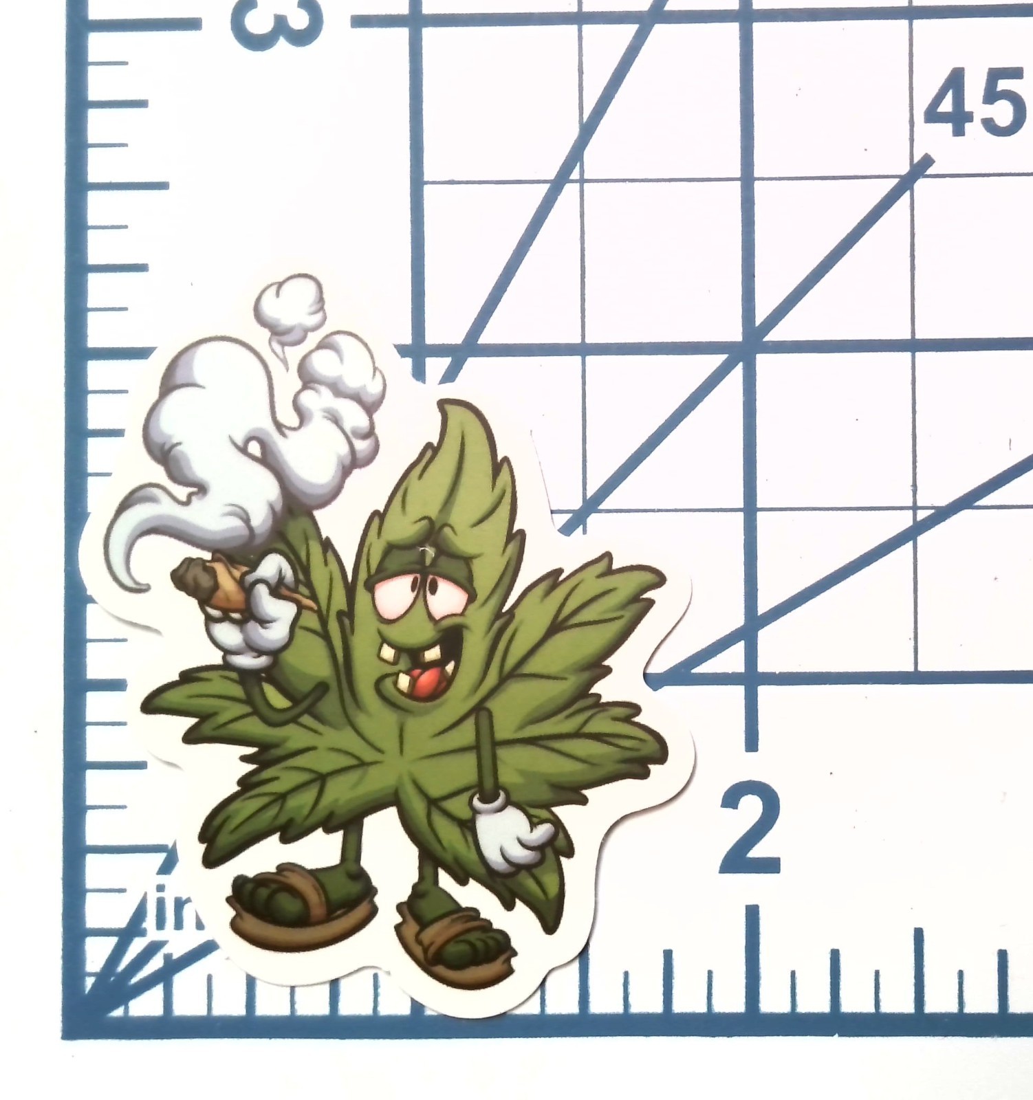 Funny Weed Leaf Character Vinyl Sticker Stoner Gift Smoking Decal Laptop Gear