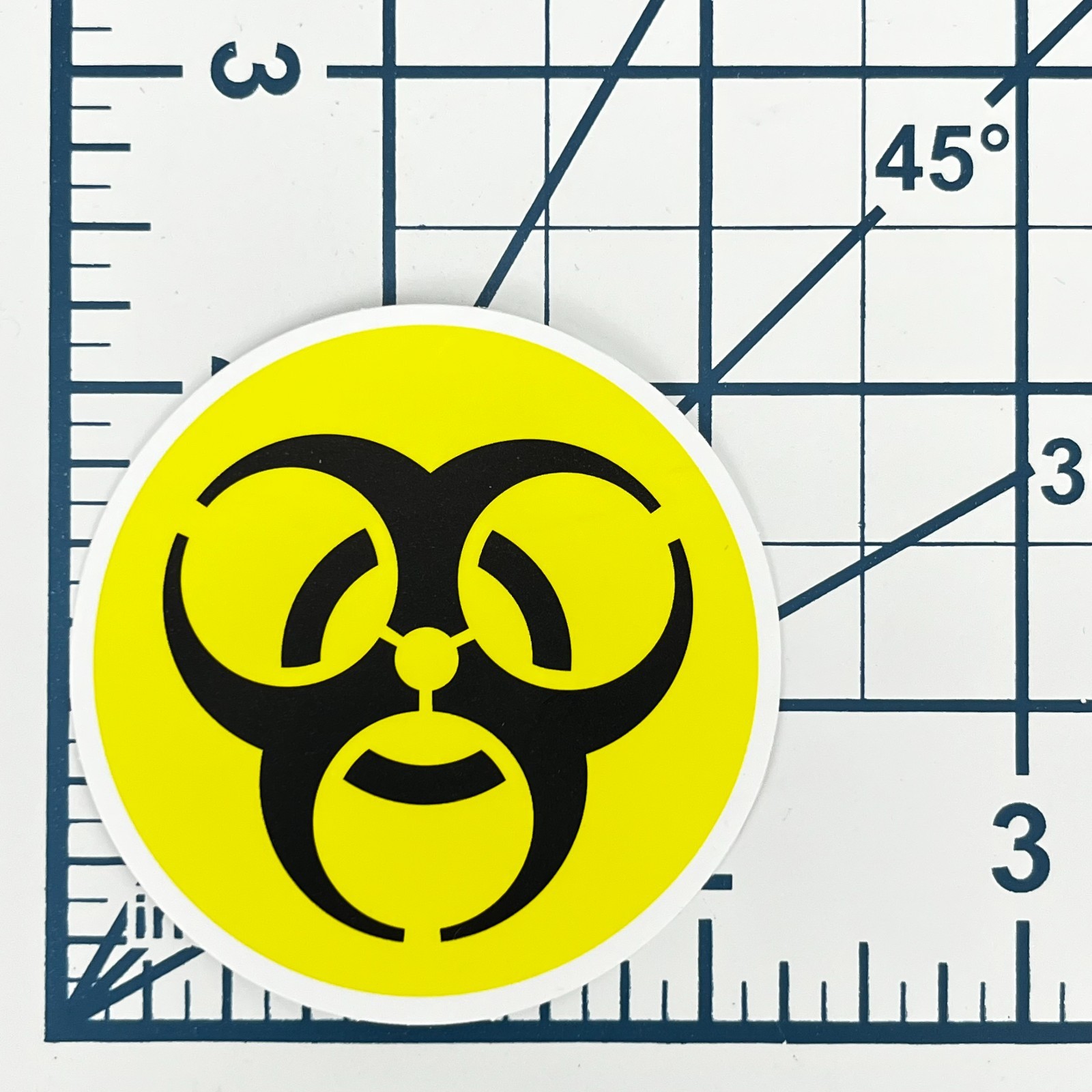 Yellow Biohazard Icon Sign Vinyl Sticker Classic Caution Warning Laptop Mug Case
