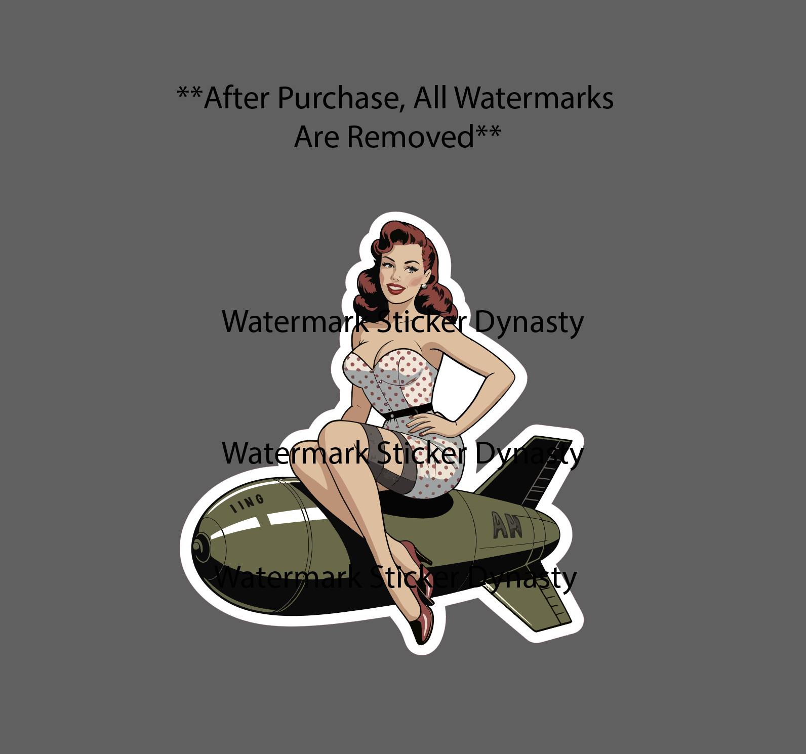 Bomb Pin Up Sticker Waterproof Decal Military War Retro Vintage Woman Gift NEW