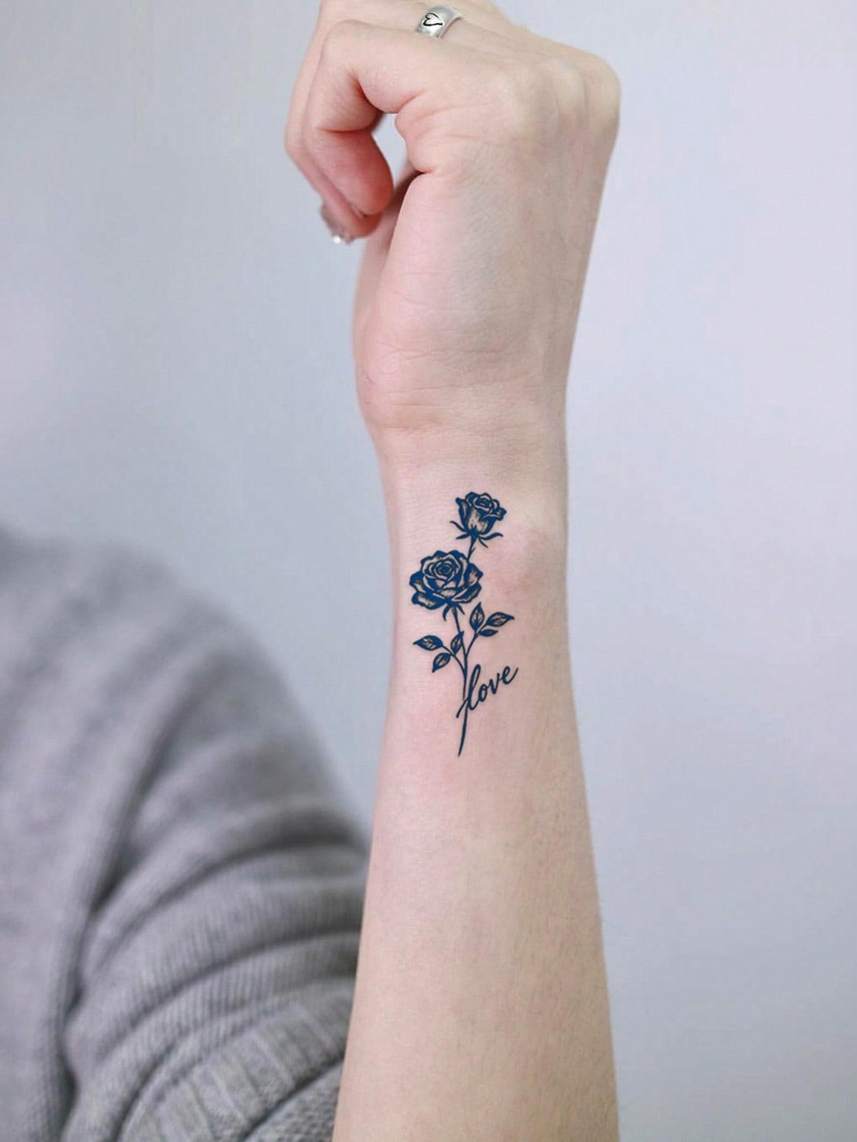 Y2k Semi-permanent Fingerprint Tattoo Stickers, 1-2 Weeks Lasting Love Rose Flow