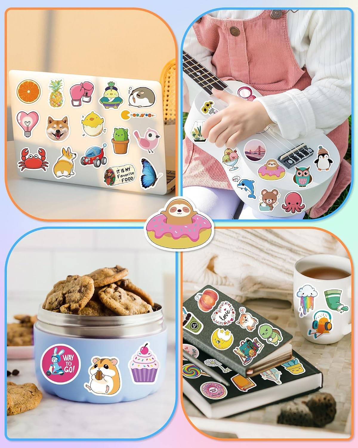 100 Pcs Kids Waterproof Vinyl Stickers Girls Teens School Supplies Party Favors
