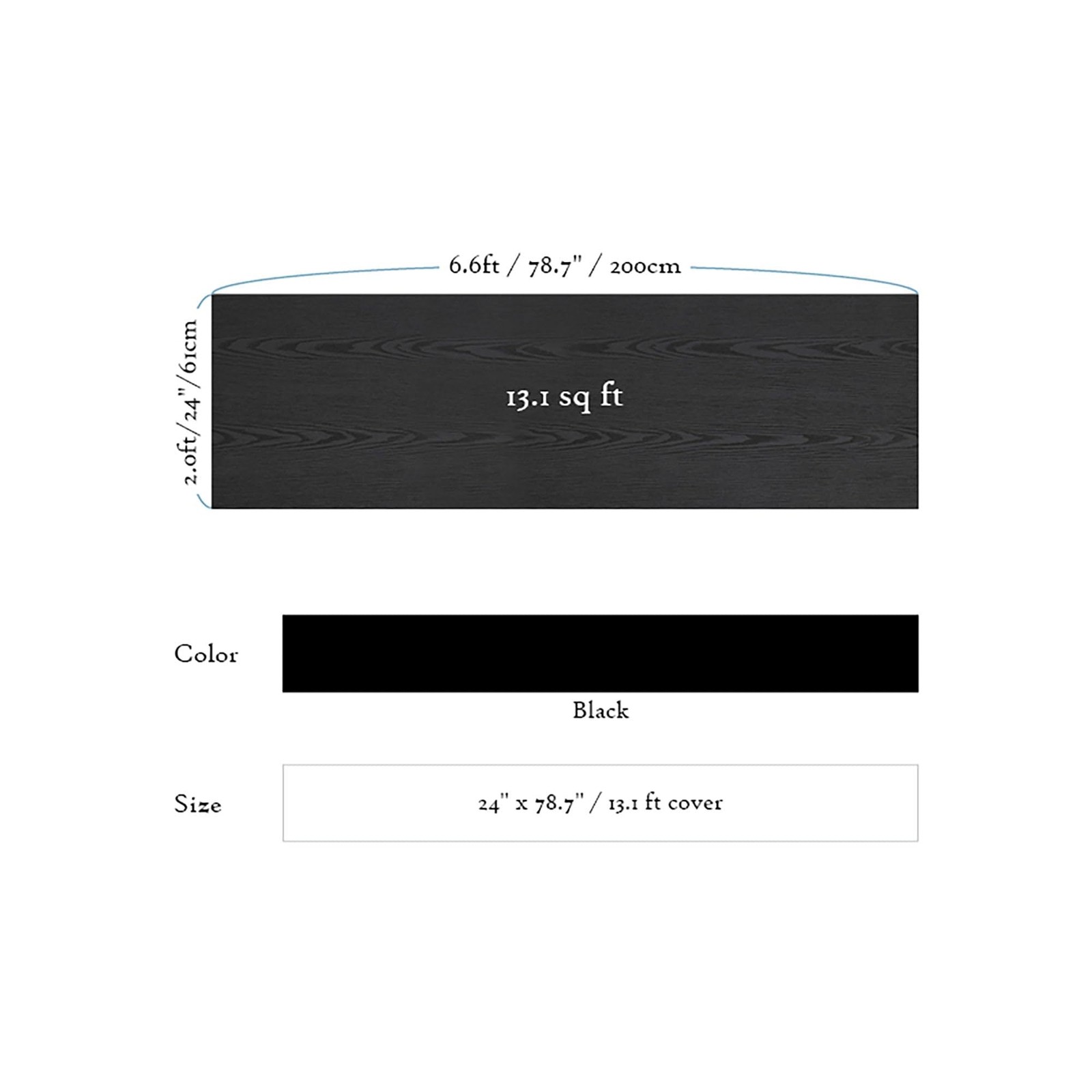 Black Wood Peel and Stick Wallpaper (24" x 78", 3D-Wood Texture) Waterproof a…