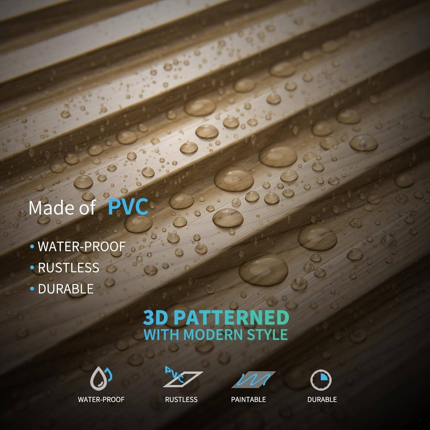 PVC Slat Design Panels – 12-Pack, Walnut, Waterproof