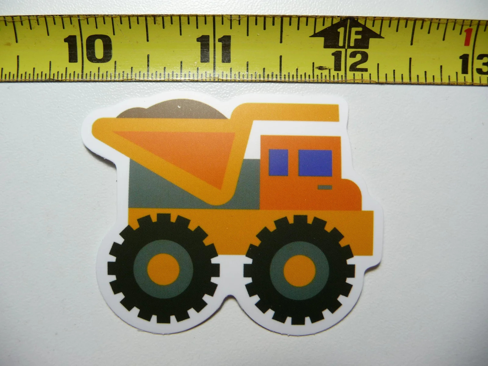 CARTOON DUMP TRUCK WITH DIRT LOAD SMALL STICKER DECAL FUN FUNNY CONSTRUCTION
