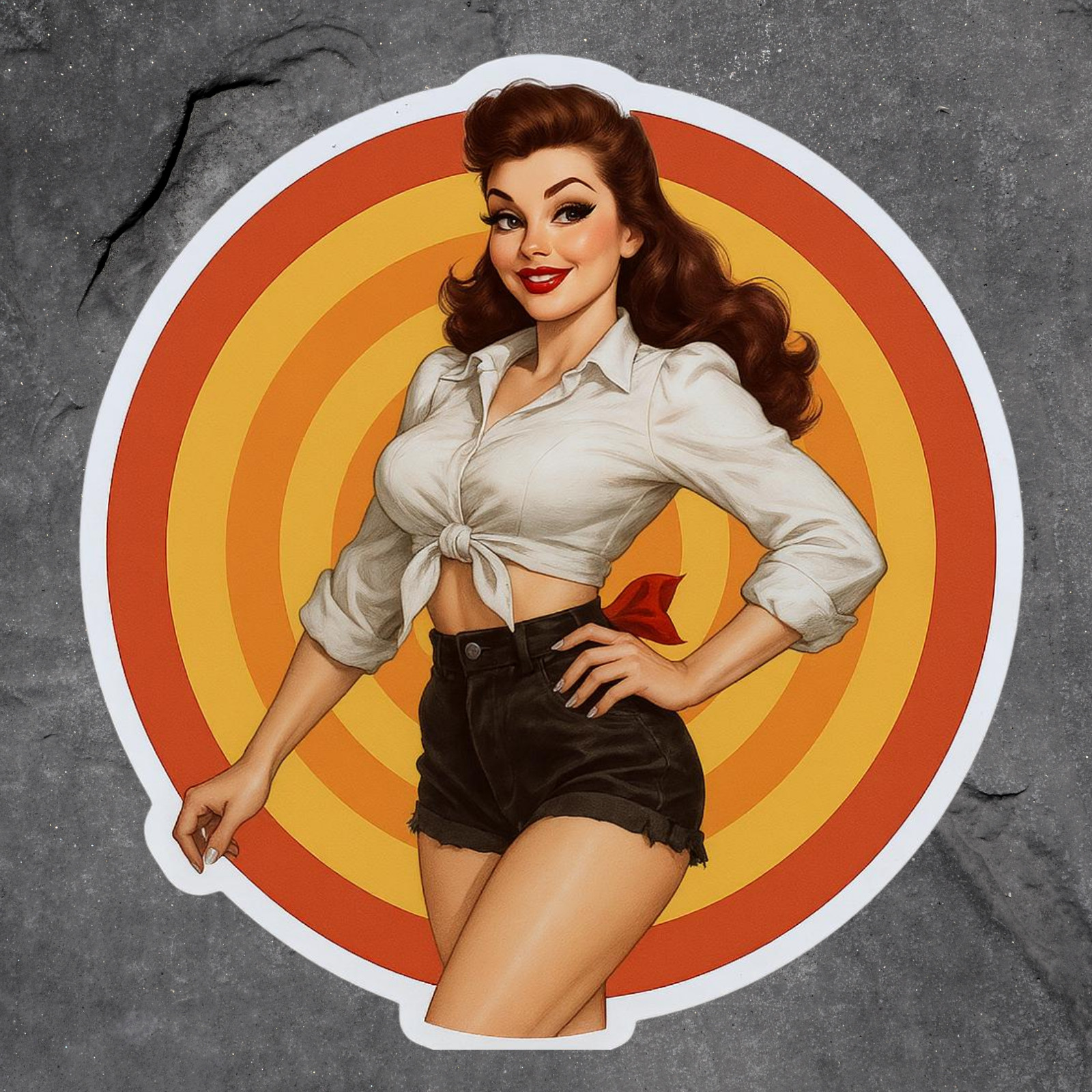 Pinup Girl Sticker Vinyl Decal Retro Busty Cheeky Seductive Sexy Glamour Beauty