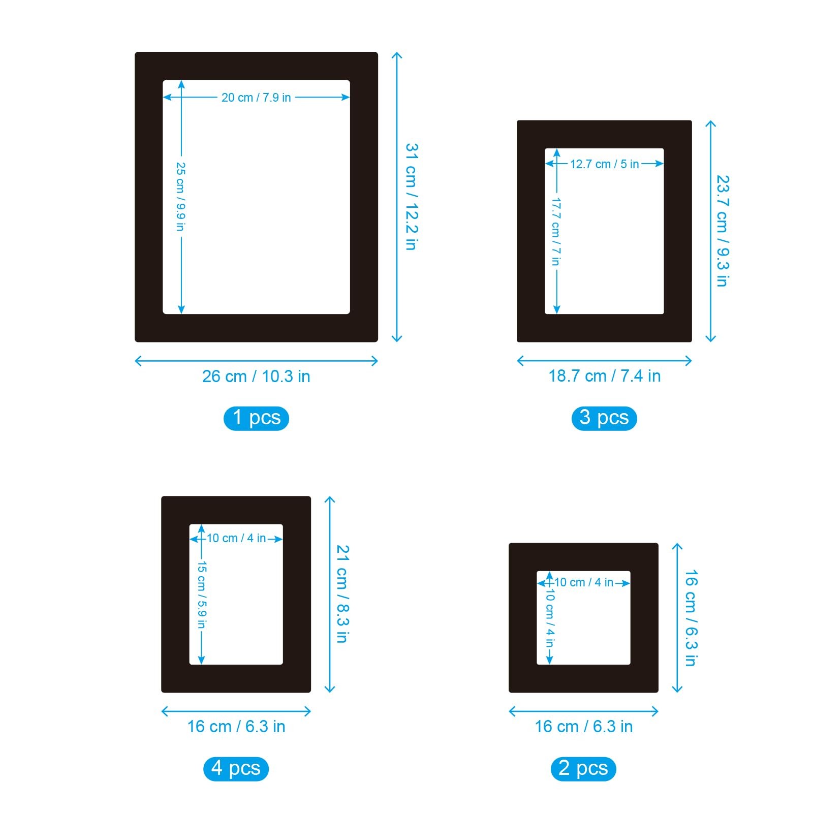 10 Pcs Picture Frames Wall Decal The Memories 8 inch x 10 inch, Pictureframes