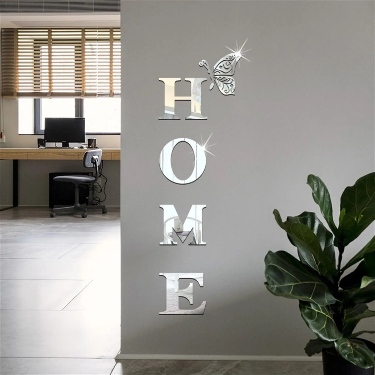 HOME 3D Mirror Wall Sticker Decorative Acrylic Home Sign Entrance Wall Décor