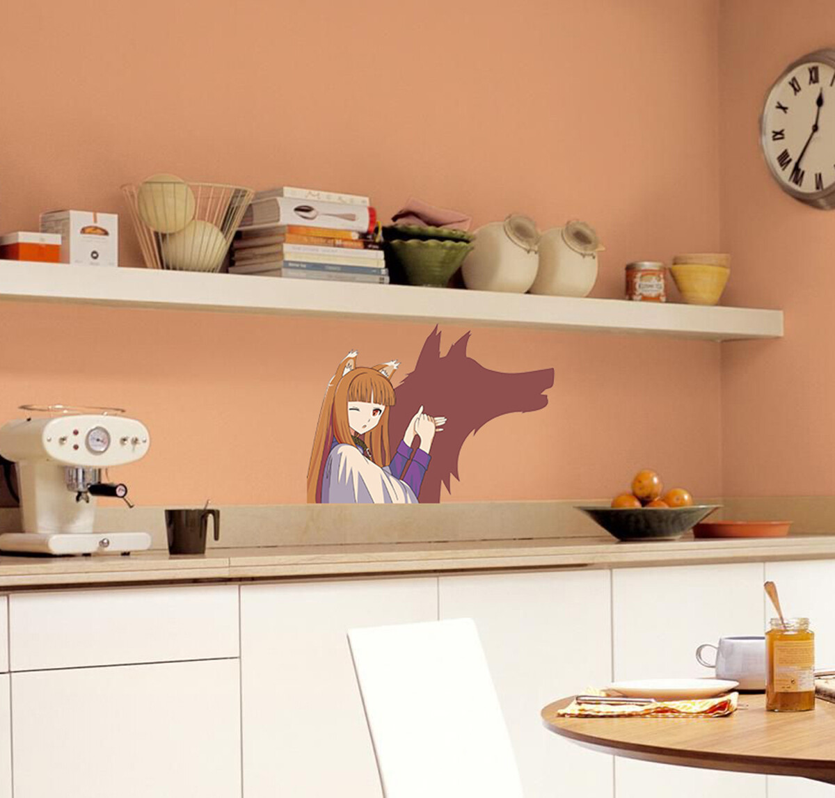 Anime Girl Wall decal, Anime Wall sticker, Modern Wolf Anime Wall Art