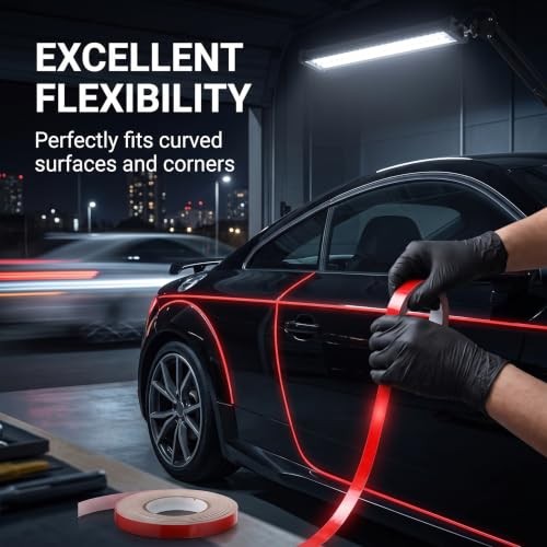 1 Roll Car Reflective Pinstripe Tape, Waterproof Vinyl Auto Striping 1 PC Red