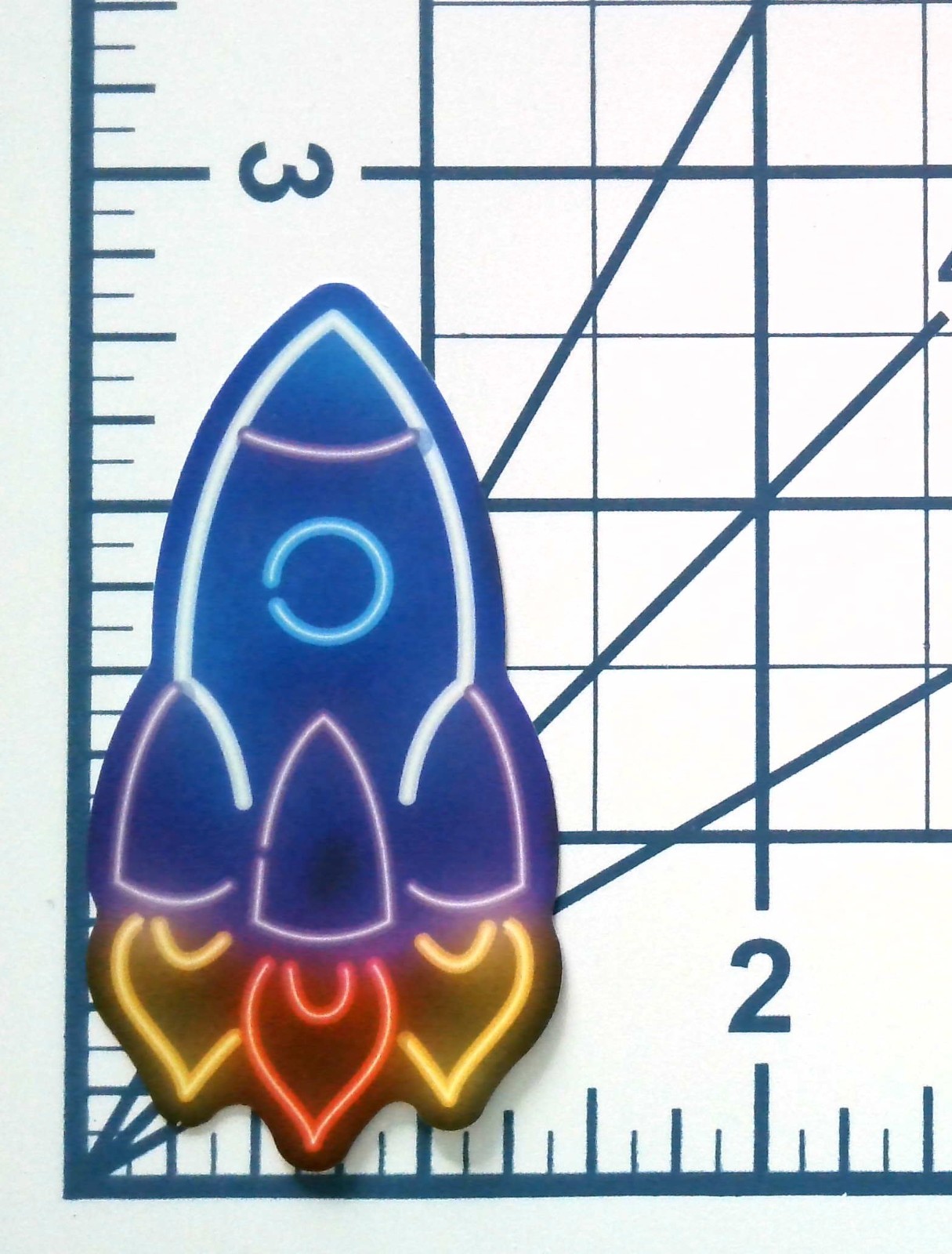 Neon Rocket Ship Vinyl Sticker Retro Space Decal Glow Aesthetic Laptop Gear