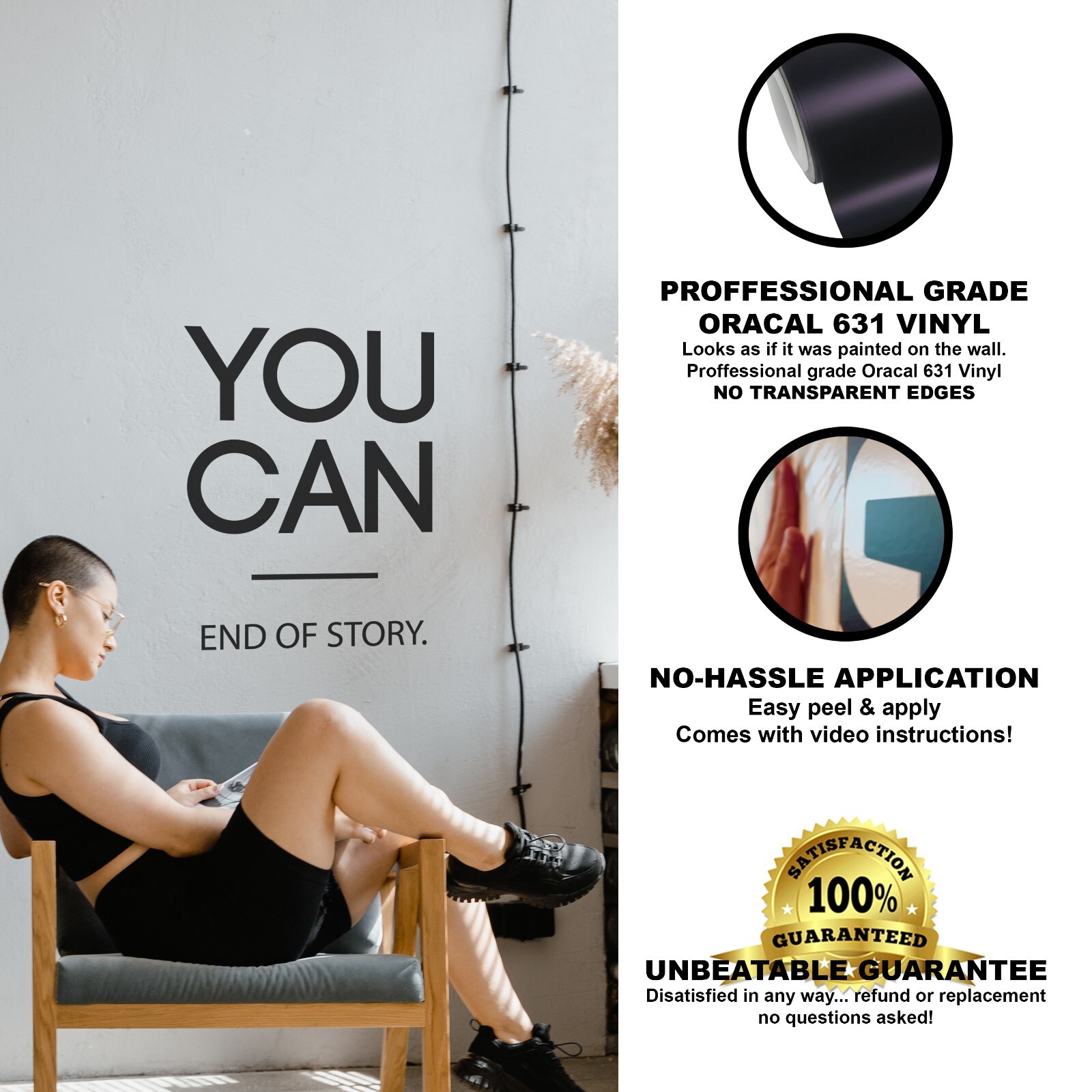 You Can End of Story Motivational Wall Decal Sticker Quote Home Gym Office Decor