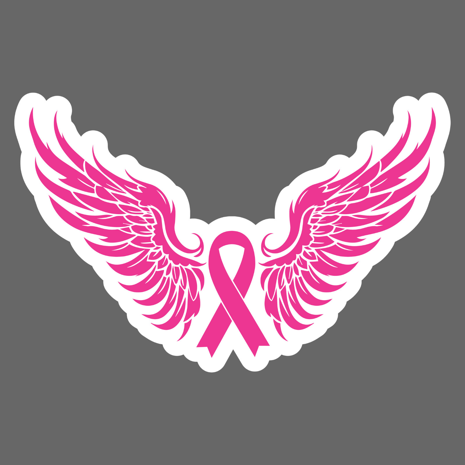 Breast cancer sticker vinyl decal angel wings pink ribbon support