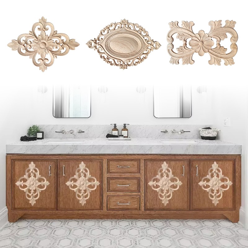 European Style Solid Wood Carving Appliques Home Furniture Vintage Decorations