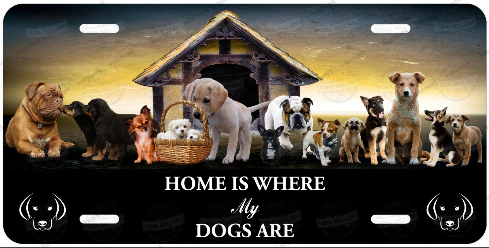 Home is where My Dogs Customized License Plate Metal Tag For Car ATV Moped