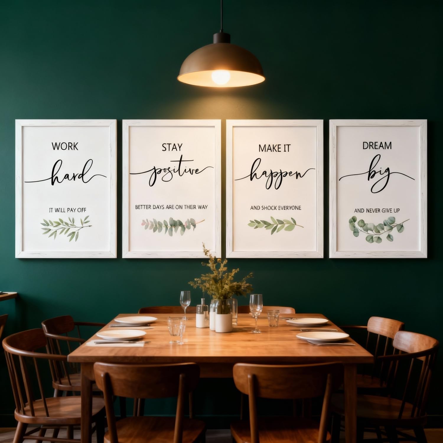 Motivational Wall Art Set of 4, 16 x 11 Inch Framed Inspirational Quotes Prin…
