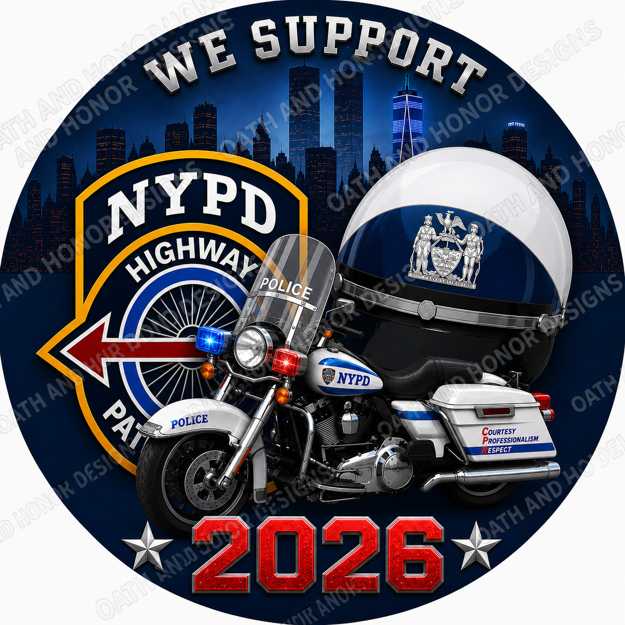 NYPD Highway Patrol Support 2026 – 3" Round Police Tribute Decal