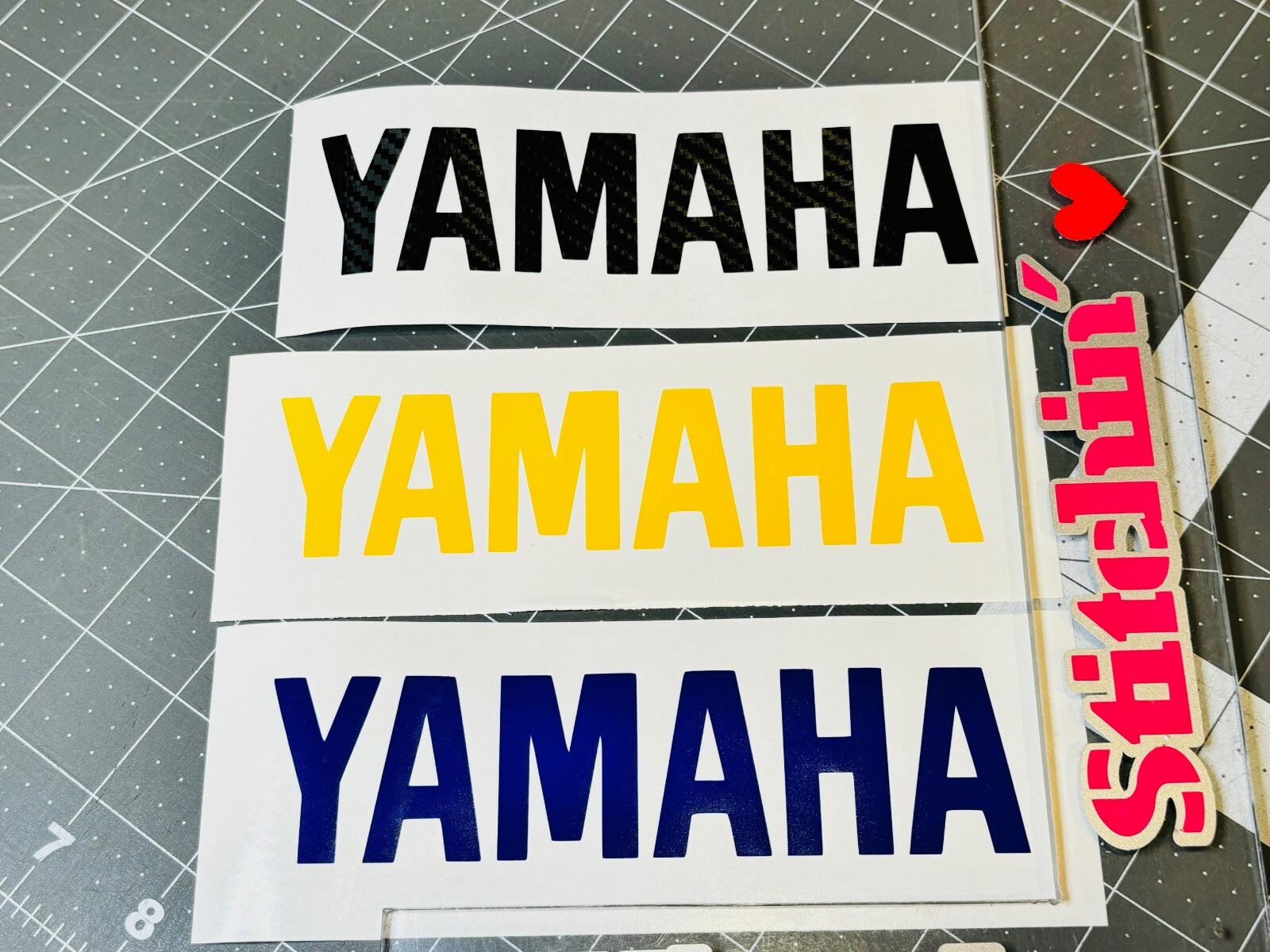 TWO Yamaha Vertical Die Cut Vinyl Decals Drums Motorcycle Banshee YZ Jet Ski ATV