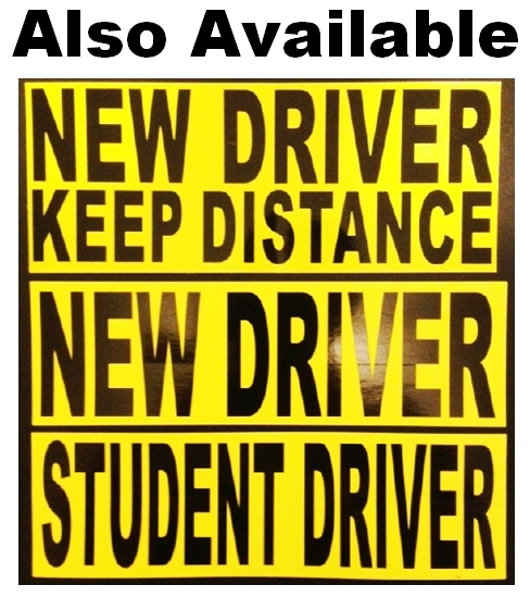 2 Premium Student Driver sign bumper stickers for new driver, not magnet