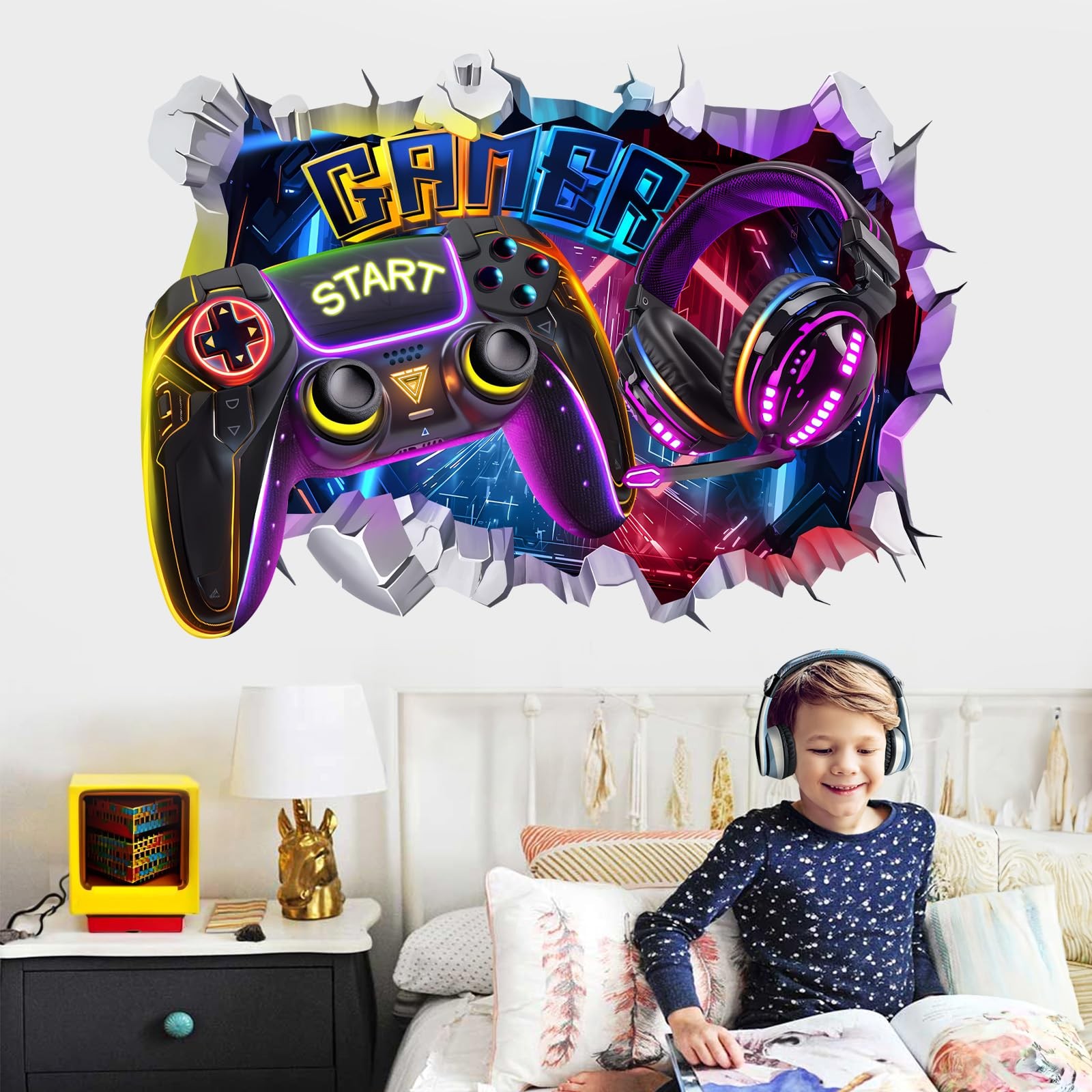 Large 3D Game Wall Decals Gamer Controller Video Gaming Joystick Wall Sticker…
