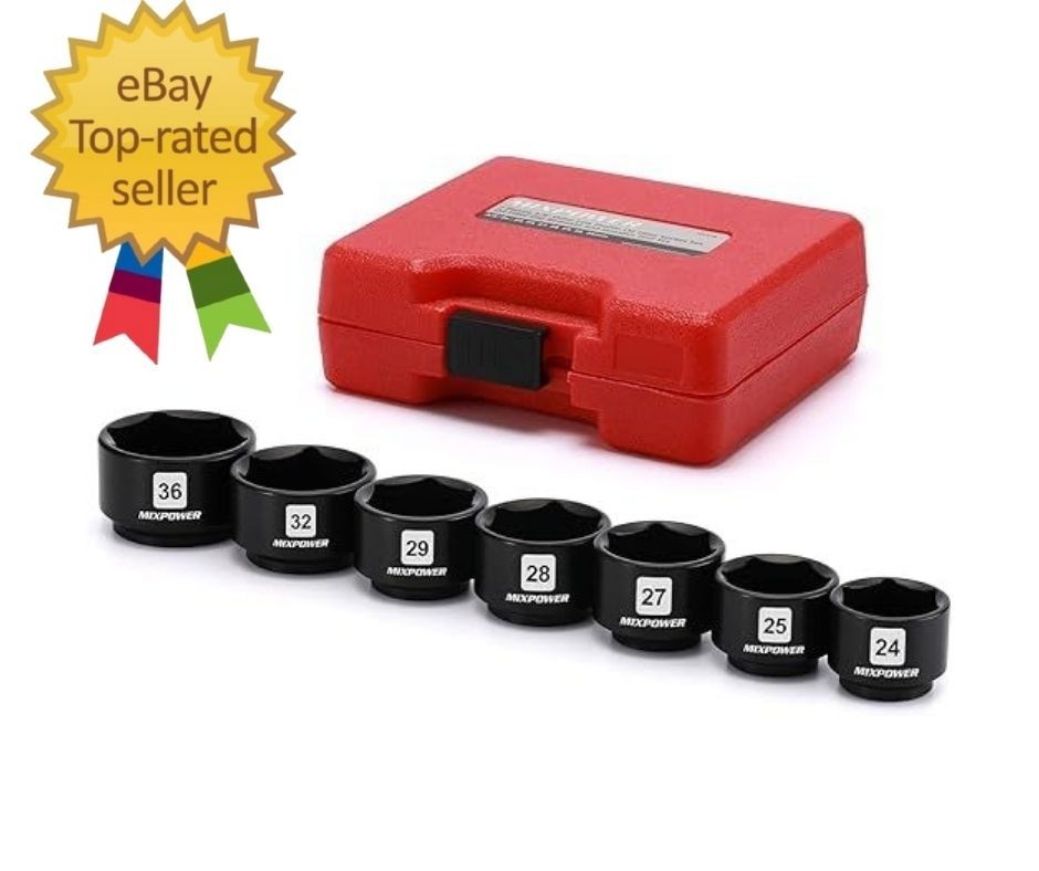 7 Pieces 3/8" Drive Low Profile Oil Filter Socket Set, 24mm, 25mm, 27mm, 28mm, 2