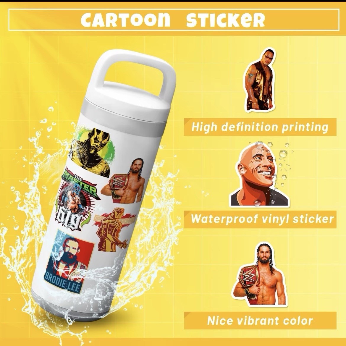 50Pcs Wrestling Stickers Decals for Laptop Water Bottle Wrestler Party Gifts