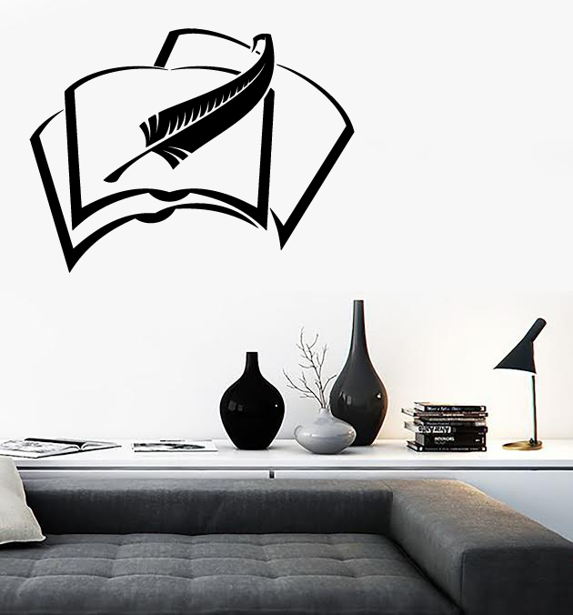 Wall Vinyl Decal Book Pen Write a Manuscript Books Home Interior Decor z4720