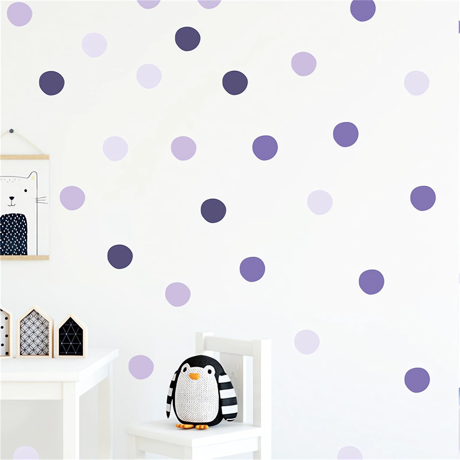 Purple Dark Purple Mauve Polka Dot Wall Stickers, sacinora DIY Circle Art Wal…